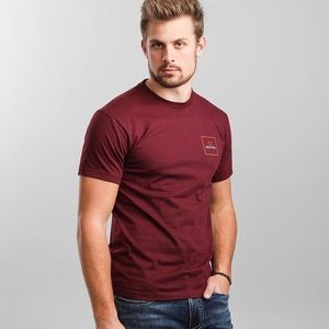 Brixton Burgundy Red Alpha Square T-Shirt Tee Shirt